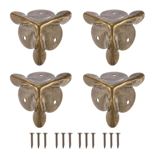 Image of uxcell 24 Pcs Box Edge Guard, 24mm Decorative Box Corner Cover, Corner Protector, Vintage Stair Dust Corners with Screws, Bronze