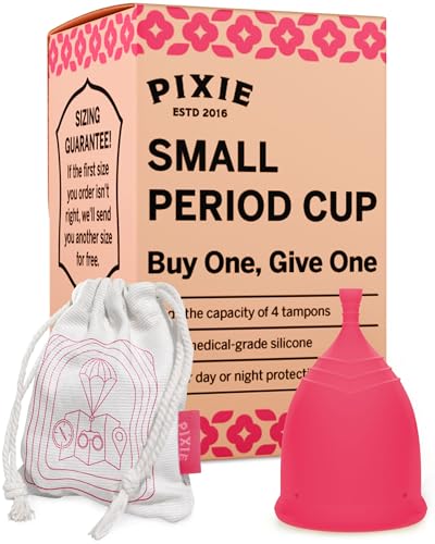 Pixie Cup – Coupe menstruelle douce et sûre, réutilisable – 100% silicone médical – Achetez-en une, nous en donnons une (Tailles S)