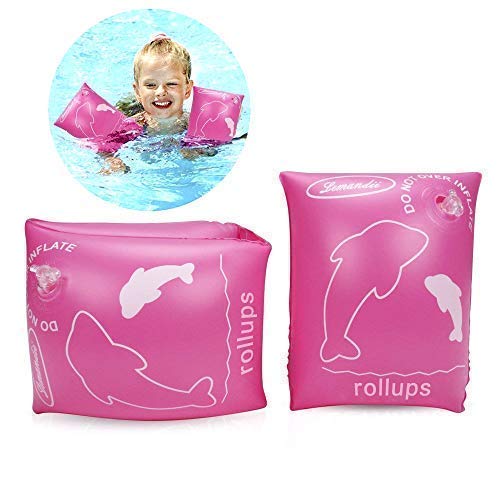 ALIXIN-Brazaletes inflables flotantes Anillos,Flotadores Alas de Agua Brazos,Anillos de natación Brazaletes de Tubos para niños pequeños y Adultos(0-4 años niños, Rosa) Cover