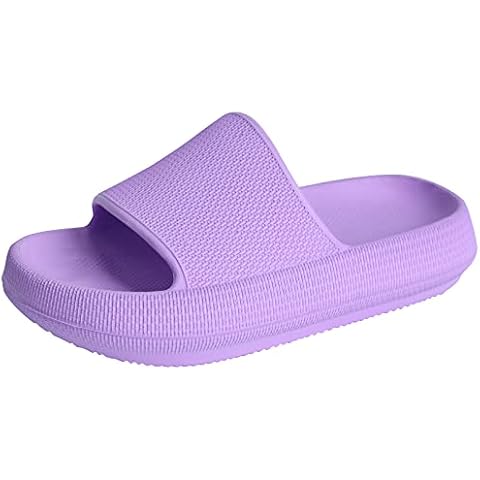 Girls Boys Slides kids Pool Slippers Shower Thick Sole Non-Slip Comfy Bathroom Shoes Purple 2 UK Cover