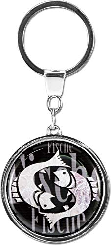 Preisvergleich Produktbild metALUm / Schlüsselanhänger Rund Metall Sternzeichen Fische 6601104