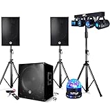  Pack sono 2200W - Enceintes/Caisson/Pieds - USB/BLUETOOTH - BMS-1512, Câbles, Portique Lumière, Mariage, Salle des fêtes DJ