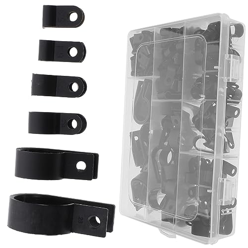 KICHOUSE 200pcs Cable Mounting Clips Wire Clamps for Cables Plastic Black Pipe Clamp Pipe Clamps 1/2 Inch