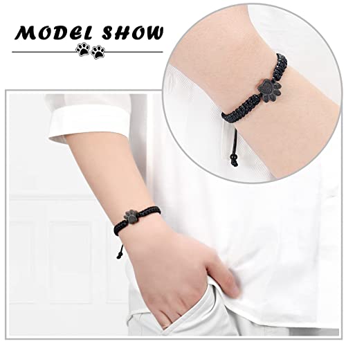 constantlife Cremation Bracelet for Ashes Stainless Steel Paw Print Urn Jewelry Braided Rope Adjustable Bangle Keepsake Pet Dog Cat Ash Holder Memorial Gift for Women Men4