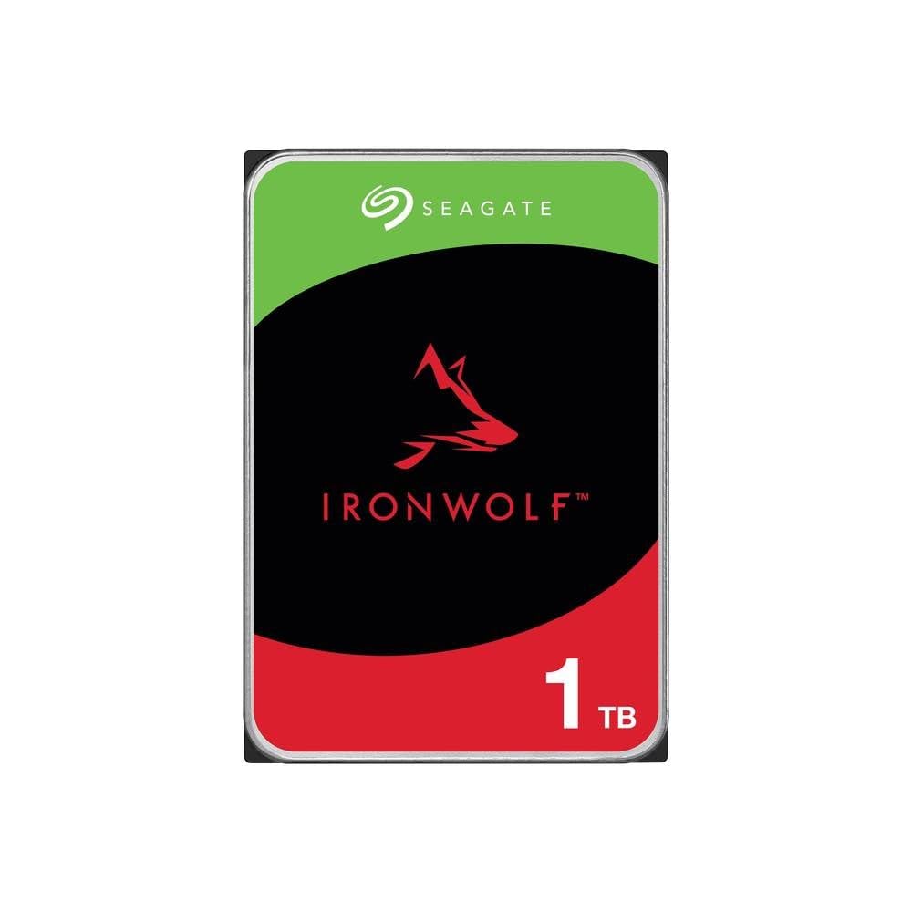 Seagate IronWolf, 1 TB, NAS, Disco Duro Interno, HDD, CMR 3.5" SATA 6 GB/s, 5400 RPM, caché de 256 MB para Almacenamiento Conectado a Red Raid, 3 años de Rescue (ST1000VN008)