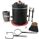 25KG(55LBs) Extra Large Propane Smelting Furnace with Large Crucible and Tongs Set, Double Forge Burners, Foundry Casting Furnace Kit for Melting Metal Recycle Gold Copper Aluminum