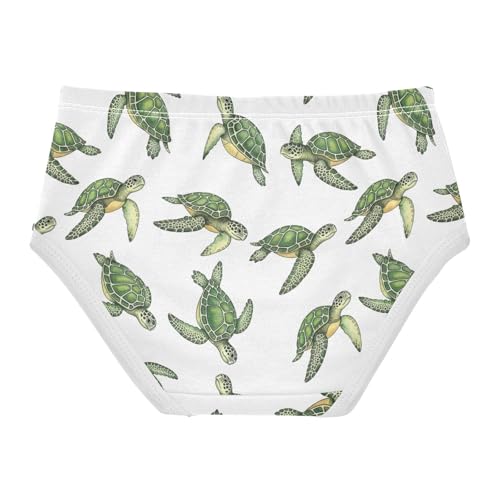 Joisal Watercolor Green Sea Turtles White Panties for Girl Toddler Underwear Floral Cotton Designer Briefs Kids Undies 2t2