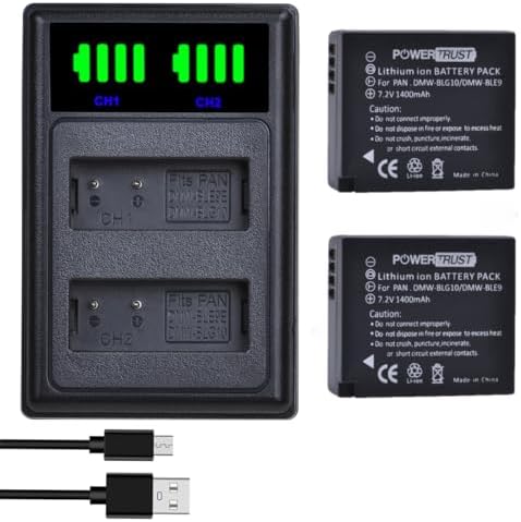 DSTE 2 Batterie DMW-BLG10 E Caricatore Per Panasonic Lumix GF3, GF5, GF6, GX7 | Con Cavo Micro-USB - 2