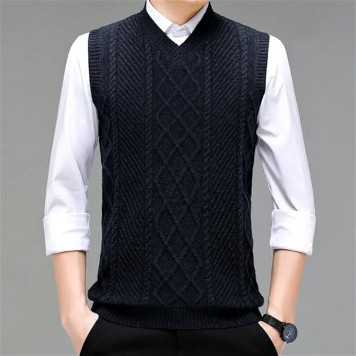2024 Men's Warm Knitted Vest Autumn Thickened Slim Sleeveless Warm Sweater Vest2