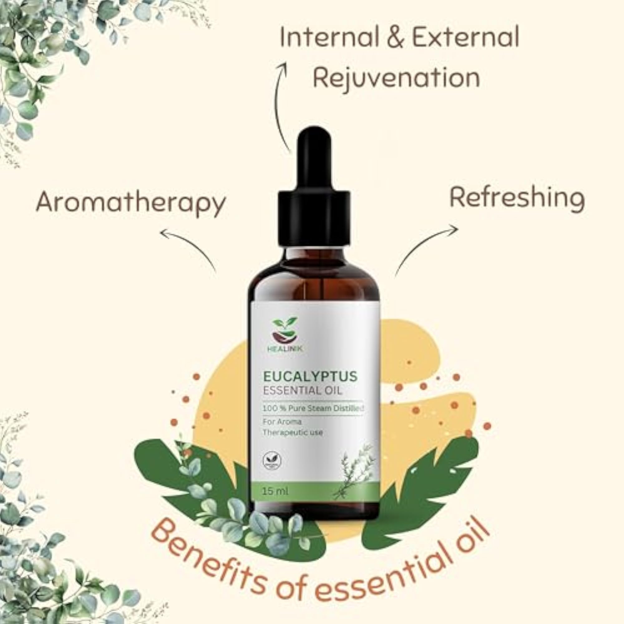 Eucalyptus Essential Oil for Diffuser, 100% Natural, 15ML