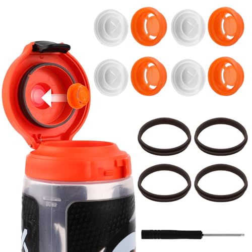 4pcs Dispensing Rubber Valves Compatible with Gatorade Water Bottle, Silicone Valve Replacement Lid for Gatorade GX 30oz & Plastic Inserts & Seals & Screwdriver