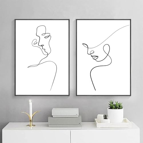 Peinture toile abstrait visage femme pour décoration murale chic