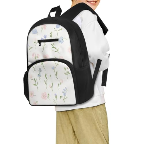 Mochila duradera grande flor rosa claro para estudiante de instituto 3