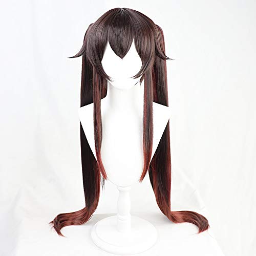 Genshin Impact Hu Tao Cosplay Wig Costume Double Ponytail Non-slip Clip Gradient Long Hair (wig)