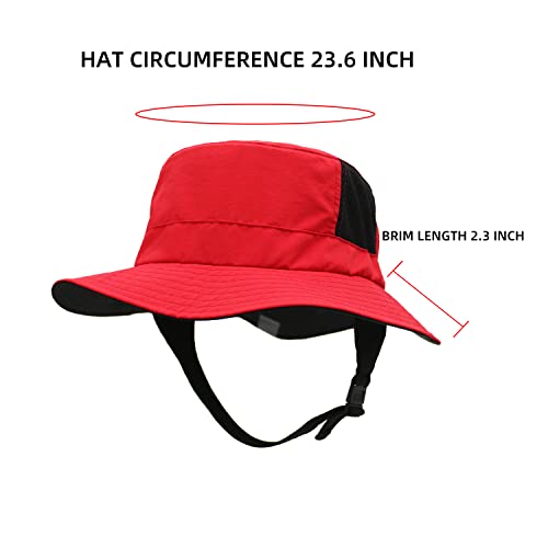 Bucket Surf Hat For Men Women Cooling Wide Brim Large Head Sun Hat Uv Protection Waterproof Breathable Adjustable Strings Red #TOP1
