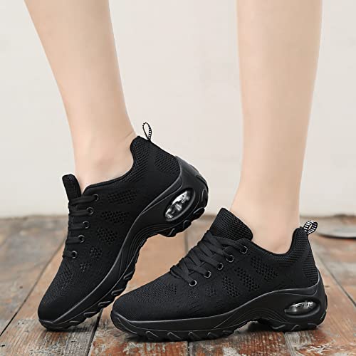 Women's Lace-up Dance Sneakers Air Cushion Hip Hop Athletic Line Dance Shoes Low Heel,Model 19184
