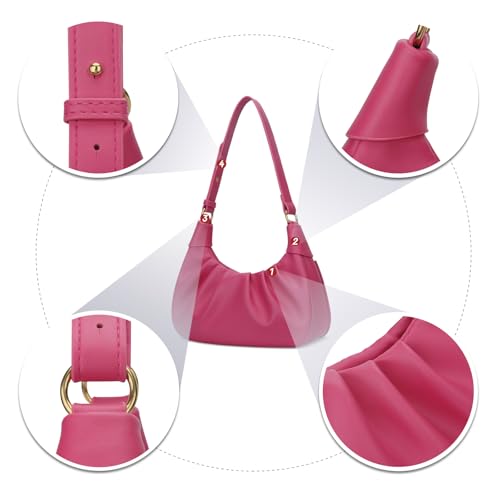 Image of KKXIU Shoulder Bag Crescent Handbag Ruched Purse Underarm Bag Mini Hobo for Women