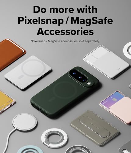 Image of Ringke Onyx Designed for Google Pixel 10 Case [Compatible with MagSafe] [Non-Slip Grip Texture] Anti-Fingerprint Slim-Fit Lightweight Protective Back Cover - Magnetic Dark Green