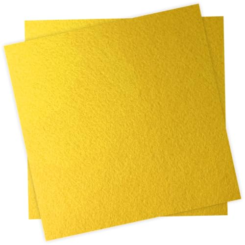 Yholsdas 12' X 12' Felt Fabric Sheets For Crafts, 1Mm Thick, Squares Felt Paper For Sewing Craft, Non-Woven Felt Fabric For Sewing Patchwork Material, 2Pcs (Gold Yellow)