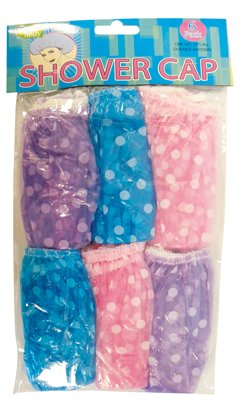 MEDCA Shower CAP 6 Pack DOT Design Shower Cap