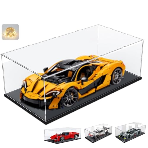 Vitrine Acrylique 3MM pour Collection pour Lego 42172 McLaren P1 42143 Ferrari SP3 42156 42096 42115 42083 1:8 Modèle Voiture, Épaissie Boite Transparente Plexiglas...