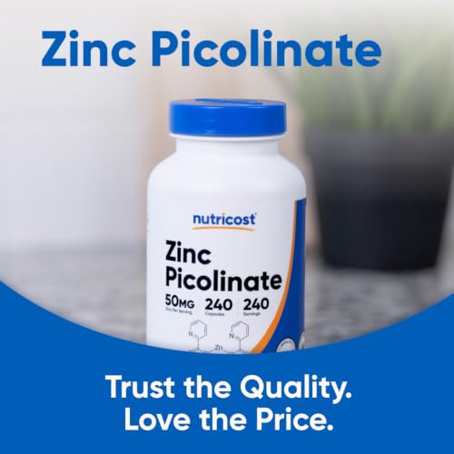 Nutricost Zinc Picolinate 50mg, 240 Vegetarian Capsules, Gluten Free - Image 5