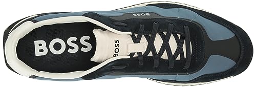 Image of BOSS Men's Zayn Low Profile Suede Leather Two Tone Sneaker