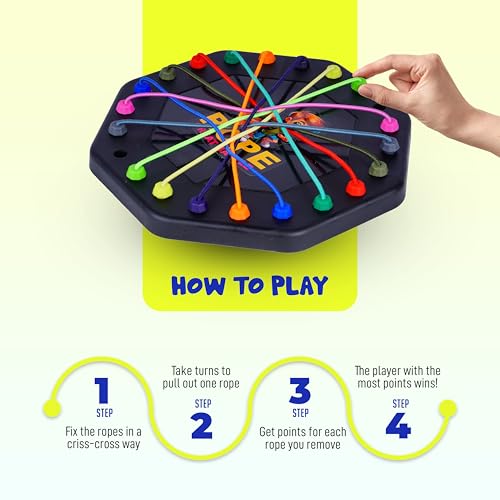 Image of FLYI Rope Untangling Puzzle Game for Kids & Adults - Brain Teaser Tangle Twister Board Game | Untie the Knots for Return Gifts, Family Game Night & Travel (Octagon Board, 16 Ropes, 4 Players)