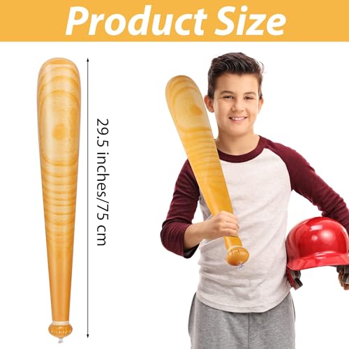 durony 12 Pack Baseball Bat Inflates 29.5 Inch Inflatable Baseball Bat Wood Grain Inflatable Baseball Party Supplies for Sports Carnival Birthday Party Favors Decorations Prizes