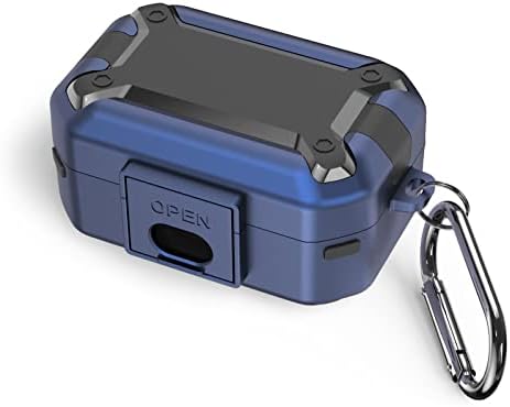 Case for Sennheiser Momentum True Wireless 3 Earbuds with Secure Lock Clip Hard Shell Protective Cover Military Armor Series Full-Body Shockproof with Carabiner (Blue)