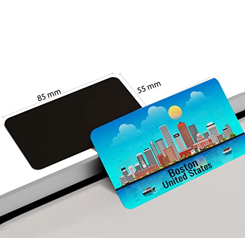 Image of dhcrafts Rectangular Rubber Fridge Magnet /Magnetic Card Blue United States Boston Design Pack of 1 (8.6cm x 5.4cm)