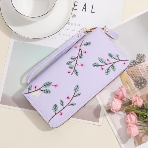 Image of RNIEGA Womens Wallet RFID Blocking Vegan Leather Zipper Around Ladies Wallets Long Clutch Purse with Wristlet