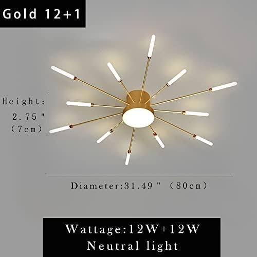 Miniatura 2 de Dfxinyuan Lámpara de techo LED de 32 pulgadas, 12 luces de techo modernas, lámpara de techo empotrada, iluminación interior dorada para sala de