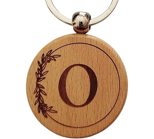 O Porte-clés Personnalisé Lettre O en Bois Gravé - Porte Clef Maison Voiture Cadeau Personnalisé Idéal pour Noël, Anniversaire ou Toute Occasion