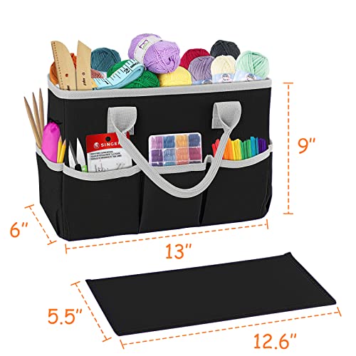 Image of ZKOO Art Supply Storage Organizer Caddy, Craft Tote Bags With Pockets for Scrapbook Organization and Storage Supplies, Portable Office Organizer (Black, Small) (Pack of 2)
