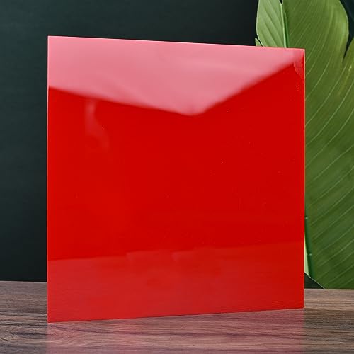 Image of 6 PCS Red Cast Acrylic Opaque (no-Transparent) Plastic Sheet 8 x 8 Inch (.118 inch Thick), for Signs, DIY Projects.