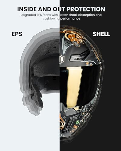 Image of ILM Motorcycle Helmets for Adult Men Women Full Face DOT ECE Powersports Dual Visor Street Racing Helmet with Pinlock Cascos para Motos Model MF509 (Super Mecha Gold, S) | Powersports, Dual Visor, Street Racing, Pinlock, Cascos para Motos