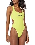 HUGO Damen-Badeanzug, Standard-Logo, seitlicher Ausschnitt, einteiliger Badeanzug, Electric Yellow, Large