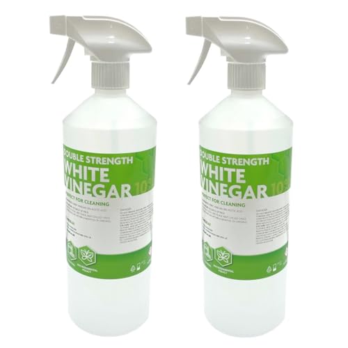 Hexeal Double Strength White Vinegar 2L 2 x 1L Spray Bottles of 10% Strong Cleaning Vinegar for Sanitising & Cleaning Suitable for Use in the Garden Deodorises & Removes Grime