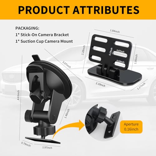 Image of 2PCS Car Dash Cam Mount,Adjustable Baby Car Camera Mount Firmly Hold Reverse Camera,Universal Mini Cars Backup Cameras Mounts Automotive Accessories for Cars,SUV Back Windshield