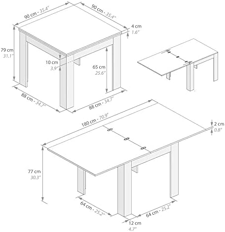 Mobili Fiver, Square extendable dining table, Eldorado, Rustic Wood, Laminate-finished, Made in Italy