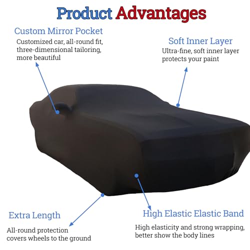Image of Indoor Car Cover Custom Fit for 2006-2024 Dodge Challenger Luxurious Soft Stretch Satin Car Cover Breathable Dust-Proof for Underground Garage, Car Show