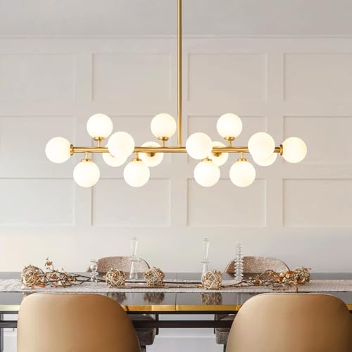 Mid Century Modern Sputnik Chandelier: 16-Light Globe Chandeliers over Table