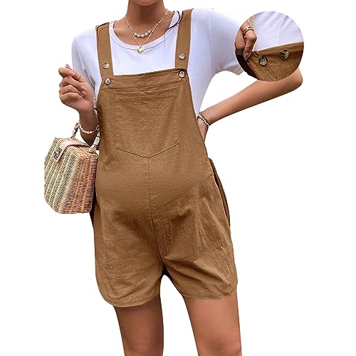 Geagodelia - Pantalones cortos de embarazo para mujer, ropa de verano, marrón, S