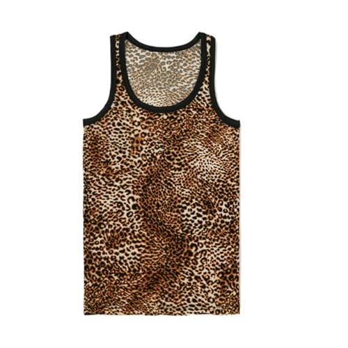 Tank Top Herren Sommer Leoprint, Mode Tanktop Herren Slim Fit Stretch Muskelshirts Atmungsaktive Leicht Bequem Leopard Ärmelloses Shirt Outdoor...