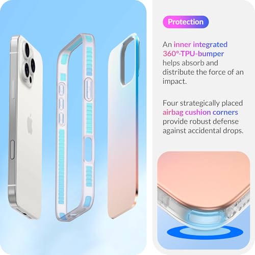 LONLI Hue Case for iPhone 16 Pro Max - [360° Shock-Absorbent Bumper] - [Cute and Unique Phone Cover for Girls and Women] - Fluorescent Holographic Iridescent