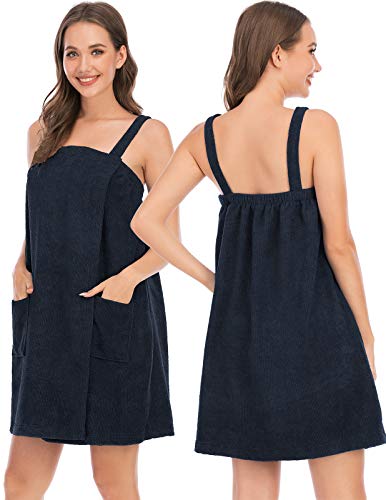 Image of Veseacky Women Bath Wrap Towel for Womens Shower with Pocket Adjustable Spa Robe & Facial Headband