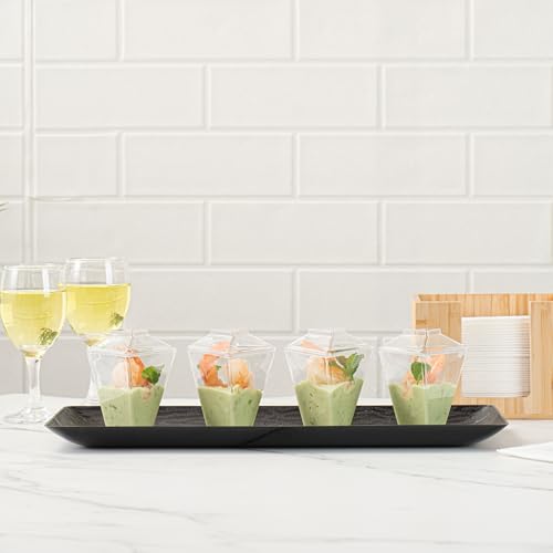 Restaurantware-Mini Serve 2 Ounce Tasting Cups, 100 Triangular Mini Dessert Cups - Disposable, Stylish, Clear Plastic Parfait Cup, Serve Appetizers, Samples, Or Desserts, For Buffet Events by Restaurantware - Image 9