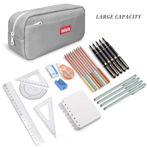 Image of Pencil Case Large Capacity pencil pouch cute pencil case stationery supplies pencil bags School Supplies for Student Teen Girs Boys (gray)
