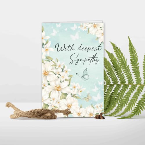 Image of Sympathy Card with Printed Message Inside, Condolence Card for Loss of Loved One, Heartfelt Thinking of You Cards, Bereavement Gift for Family Friend Coworker